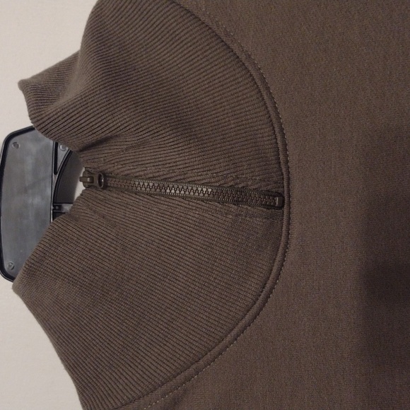 Fuzzy Fleece Lined Funnel Neck Yoga Sweater Size Small Oversized Dark Green WARM - Picture 2 of 15